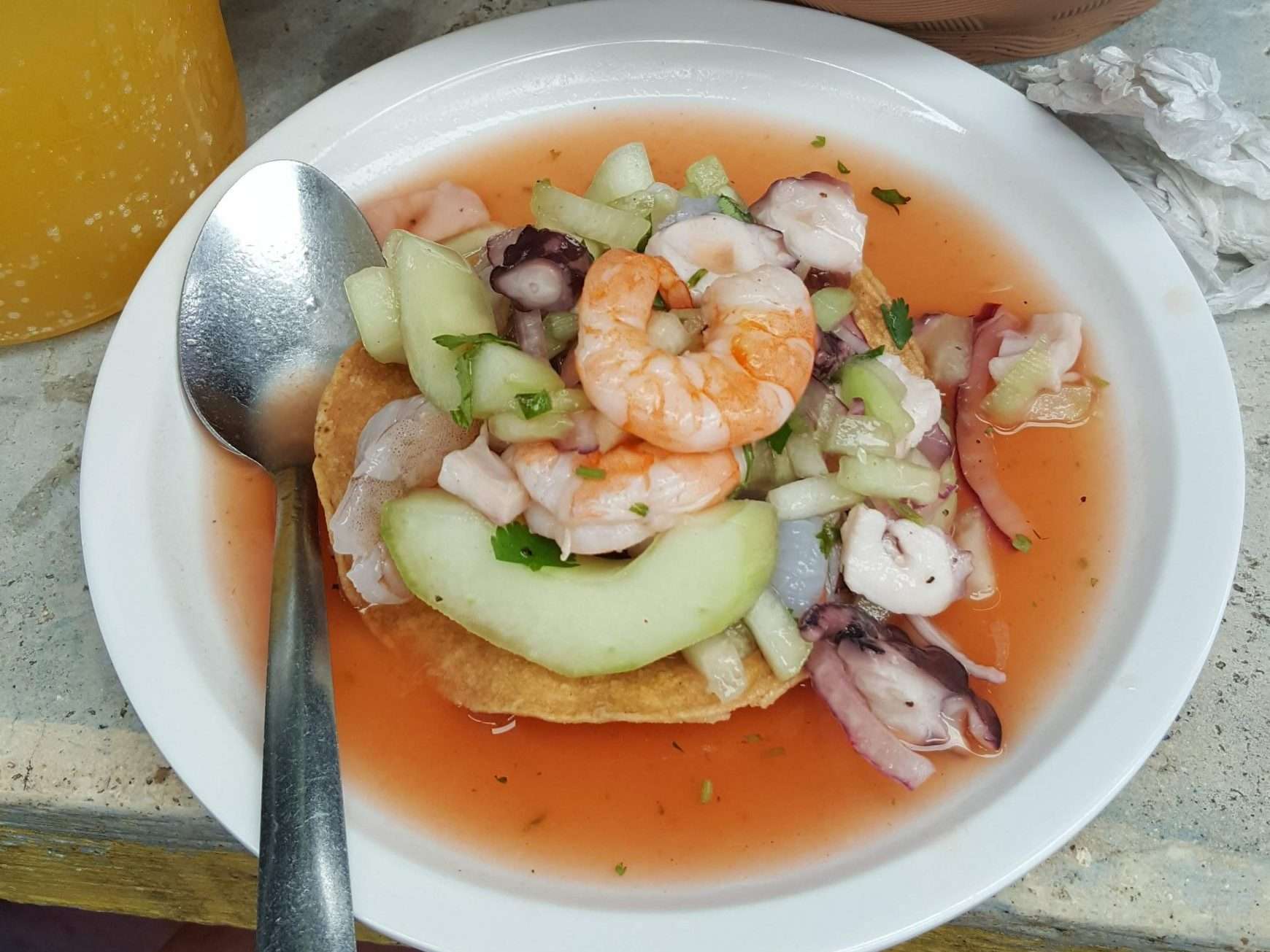 Seafood Tostada at El Doctorcito Playa del Carmen