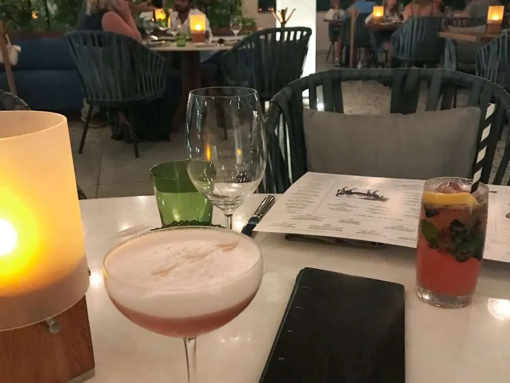 Drink glasses on a dinner table at The Grill at the Grand Hyatt Playa del Carmen Restaurant