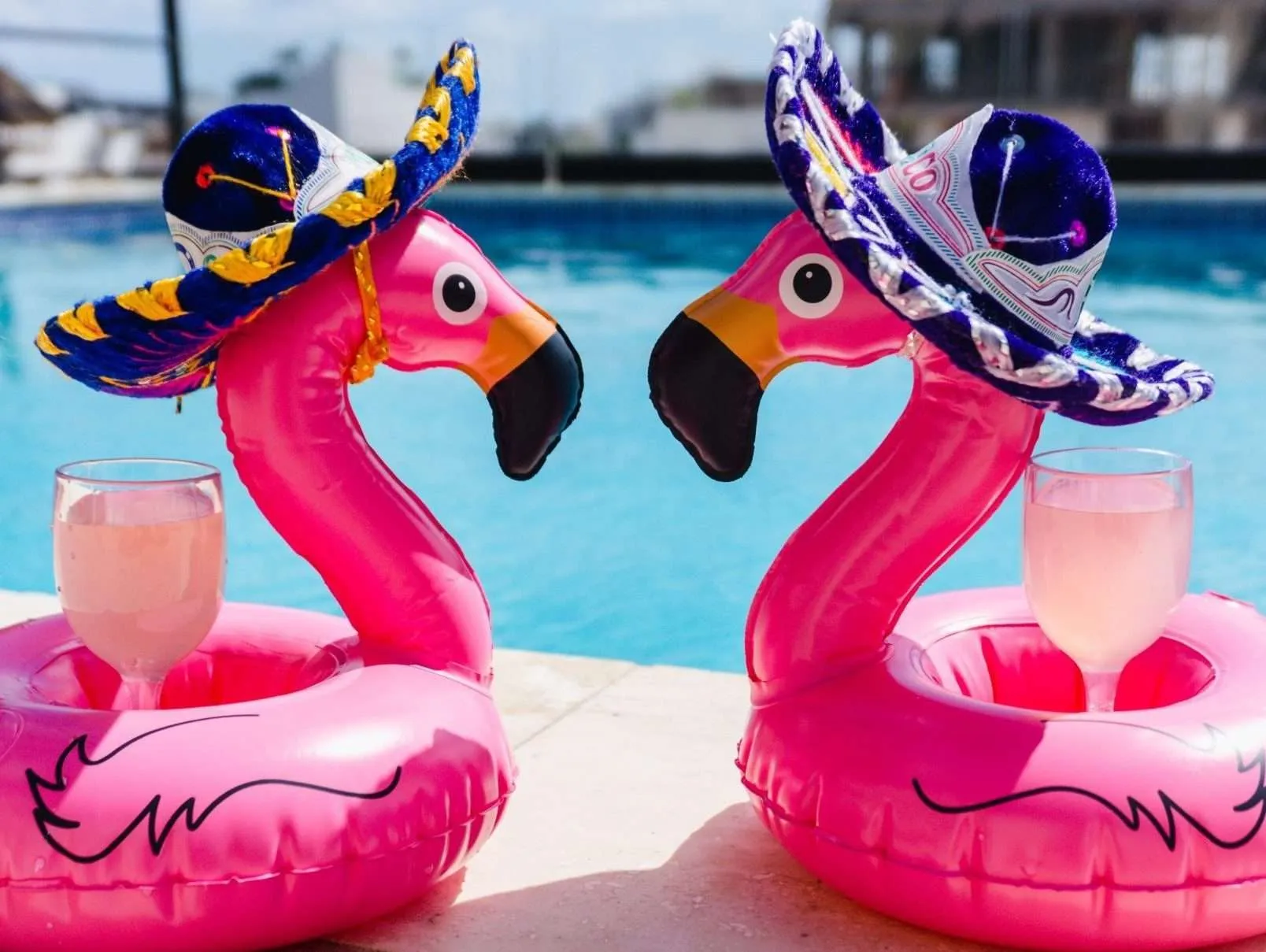 Flamingo Pool Inflatables for a Playa del Carmen Girls Trip