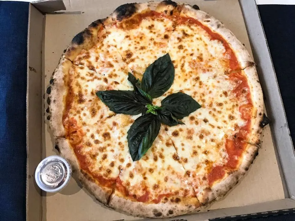 A Margarita pizza from Sabrina Playa del Carmen