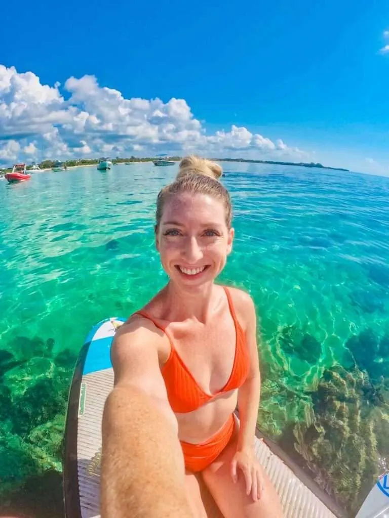 Me on a paddle board in Playa del Carmen Mexico