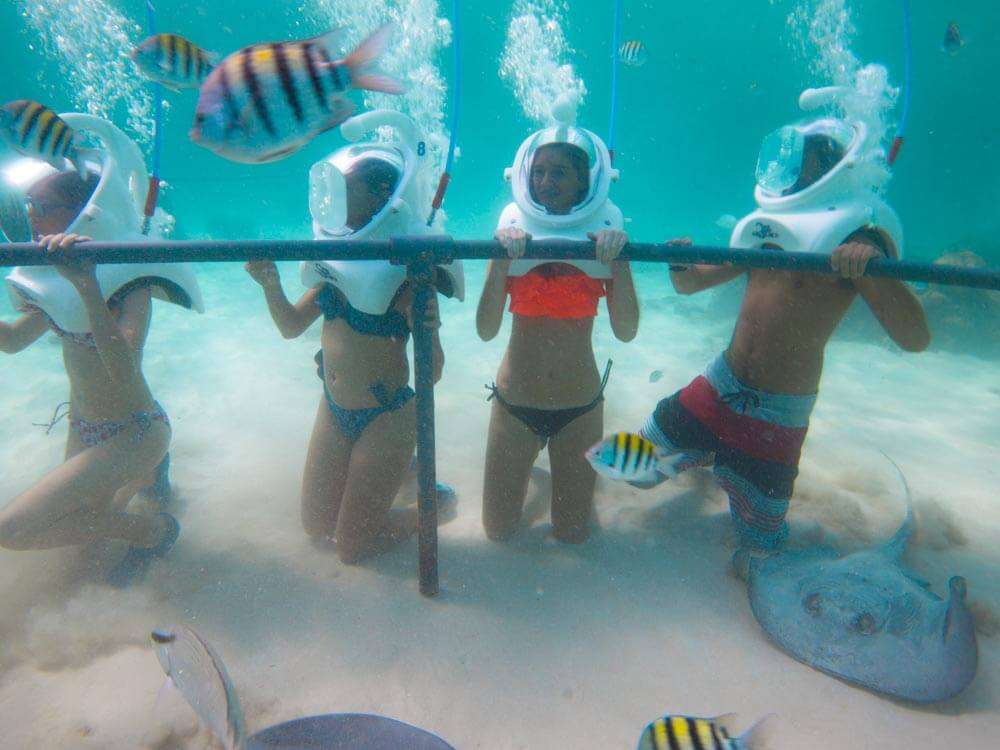 Sea Trek at Xel Ha Park in Riviera Maya Mexico