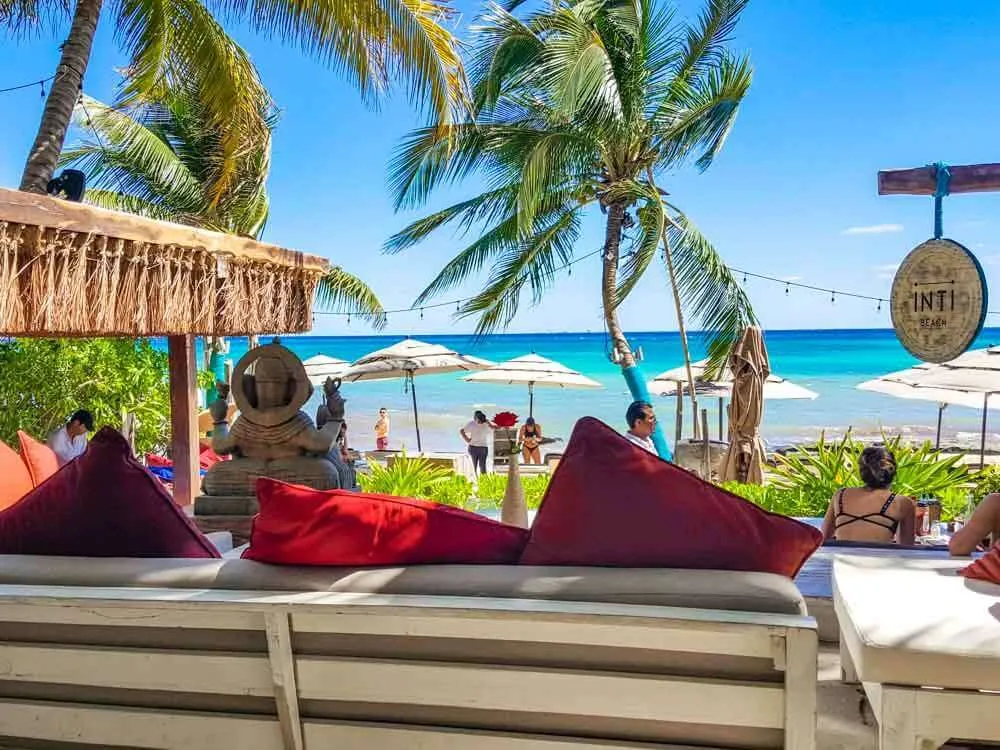 INTI Beach Club Playa del Carmen with the ocean in the background