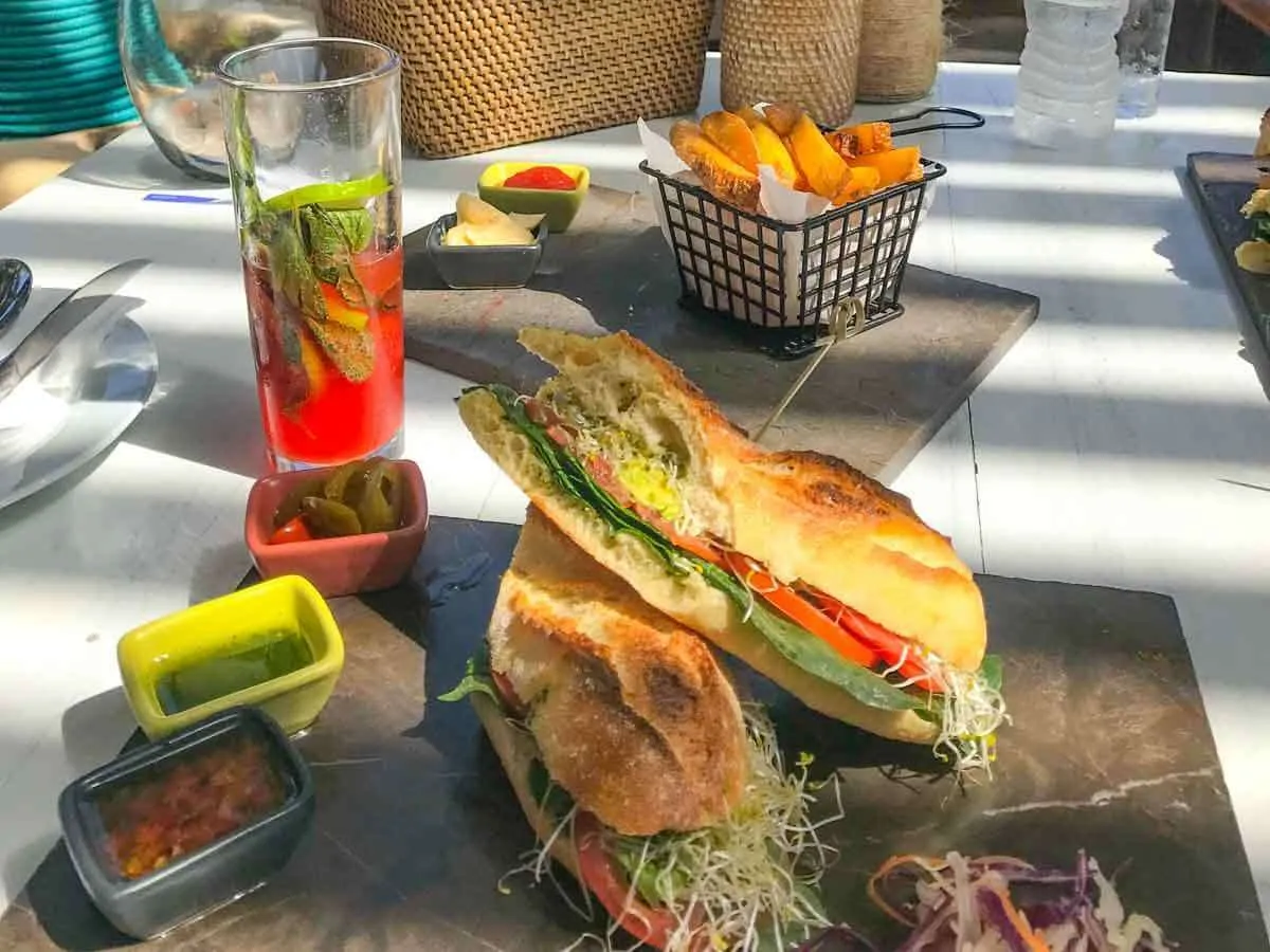 Baguette sandwich from INTI Beach Club Playa del Carmen