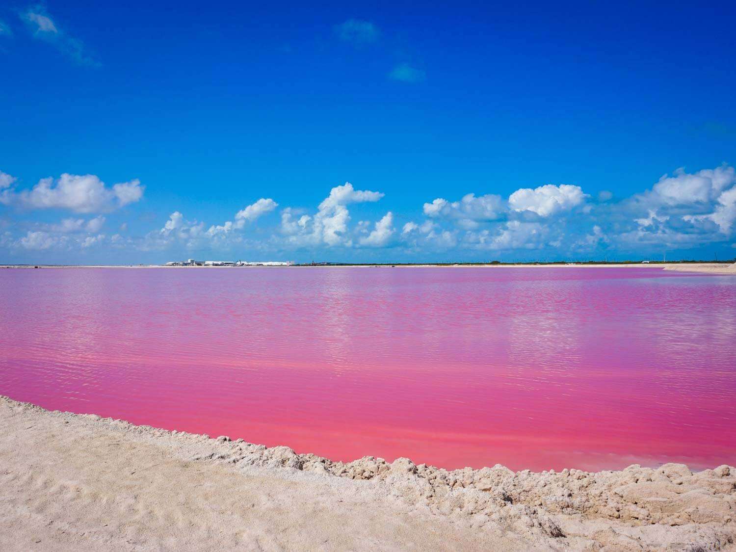 Pink lakes at Las Coloradas Yucatan