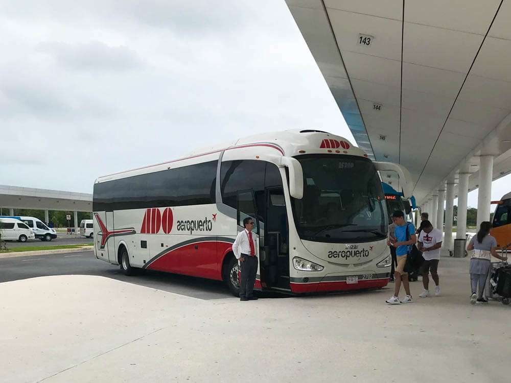 ADO Bus Parked at Cancun Airport