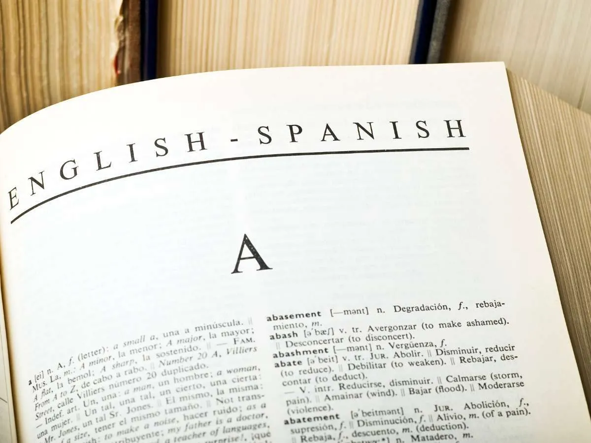 The first page of an English-Spanish dictionary