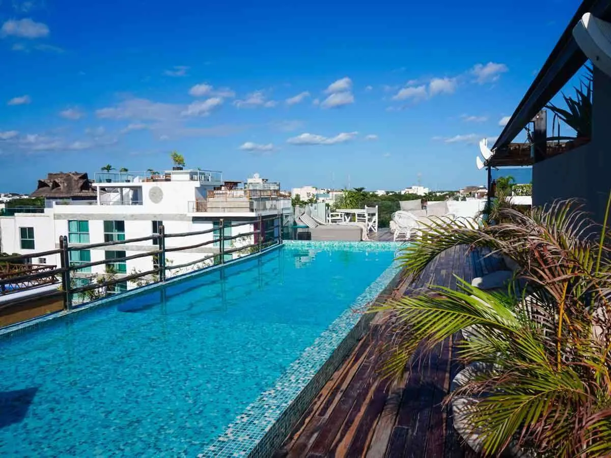 The rooftop pool at Be Playa Hotel in Playa del Carmen Mexico