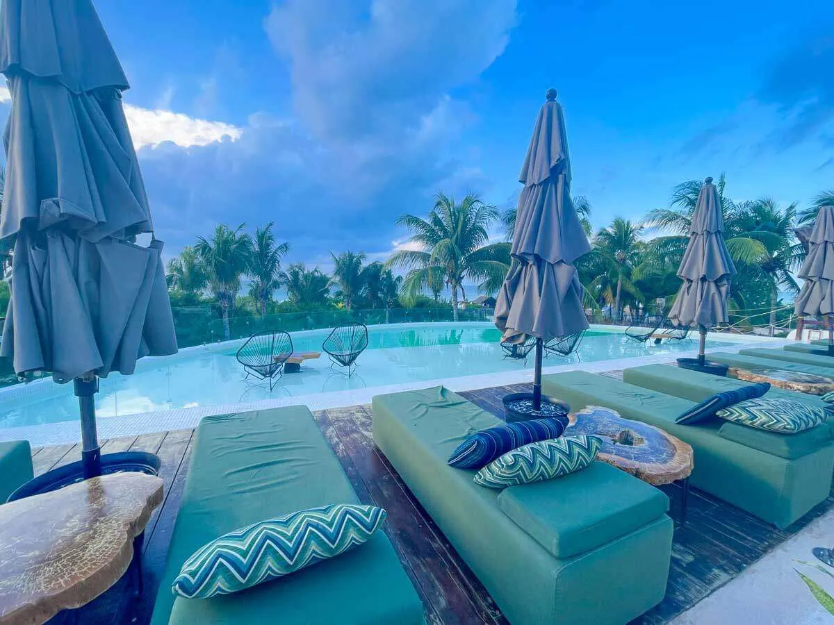 A rooftop pool at Villas HM Palapas del Mar in Holbox Mexico
