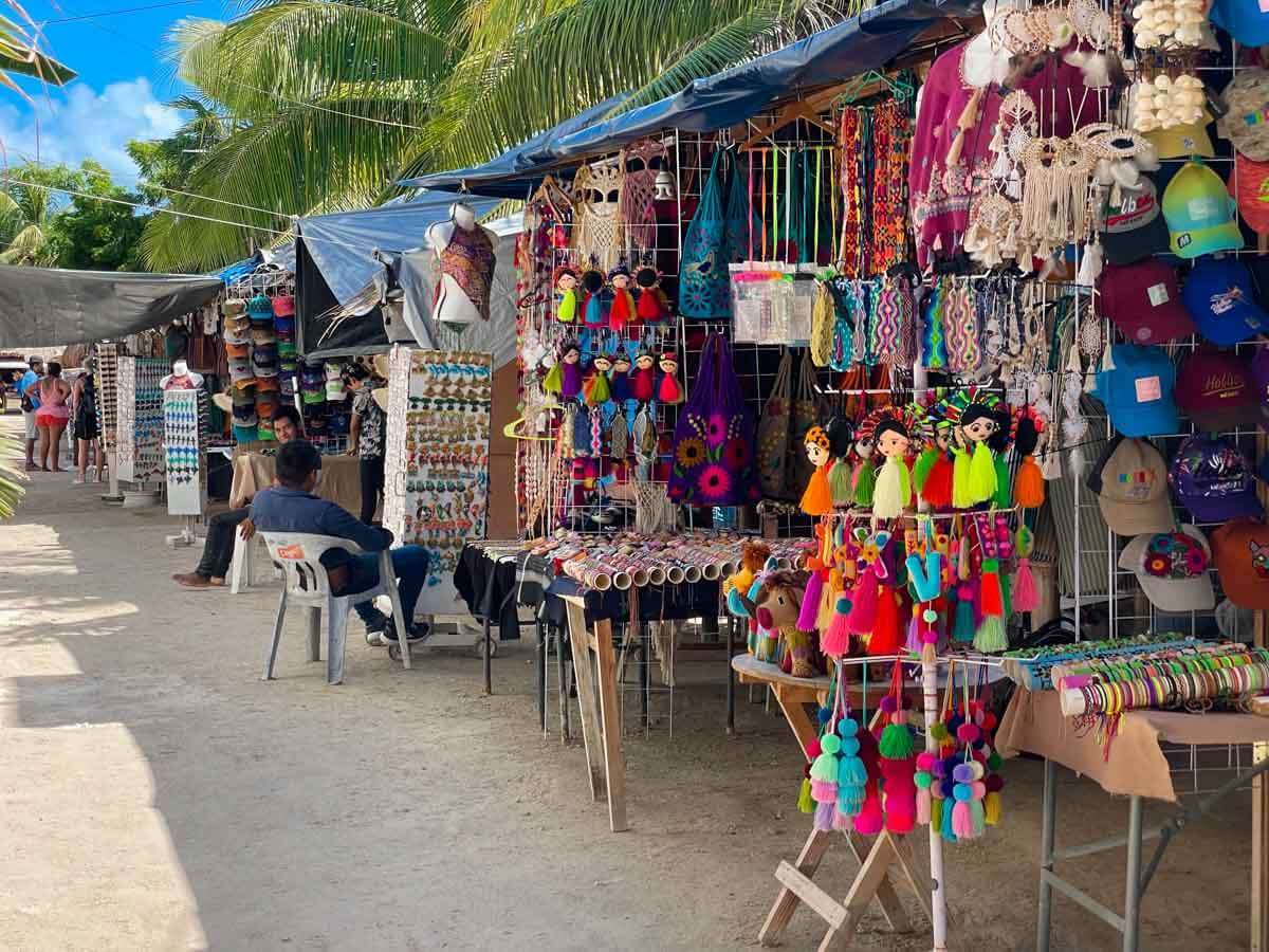 A street in Holbox Mexico with souvenir stalls