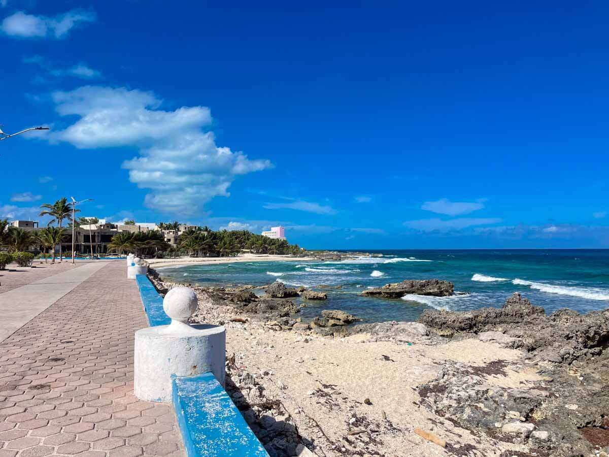 A street in front of the ocean in Isla Mujeres