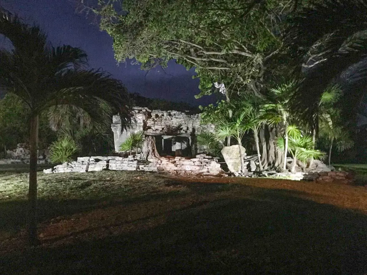 A stone structure at the Xaman Ha ruins near Playa del Carmen