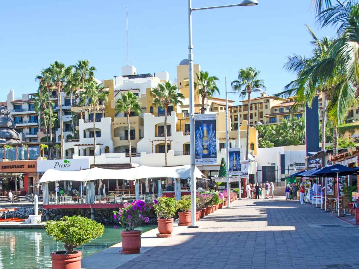 The boardwalk next to the marina in Cabo San Lucas Mexico