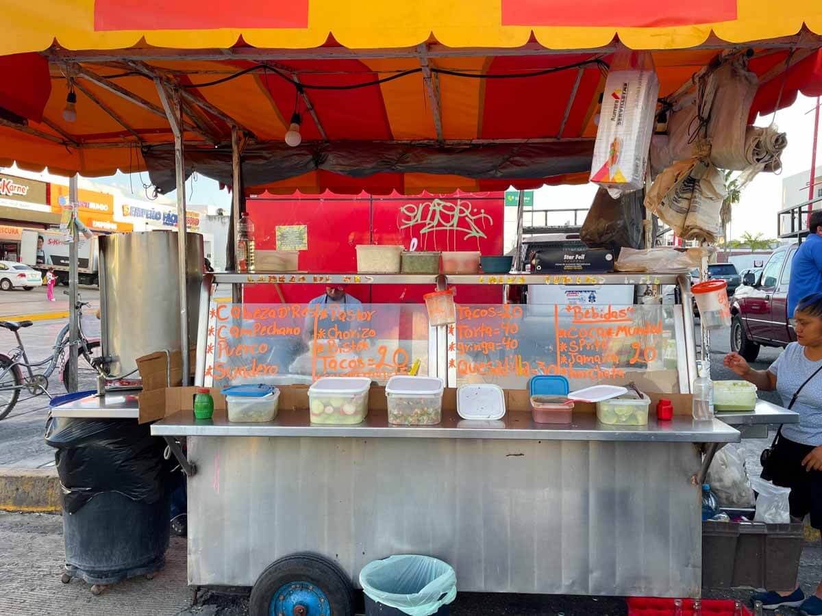 A taco stand in Playa del Carmen Mexico