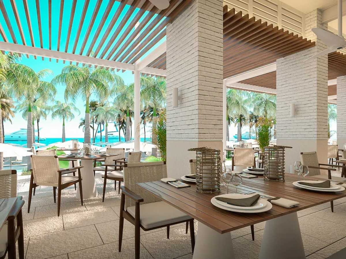 An oceanfront restaurant at Melia Casa Maya Cancun resort