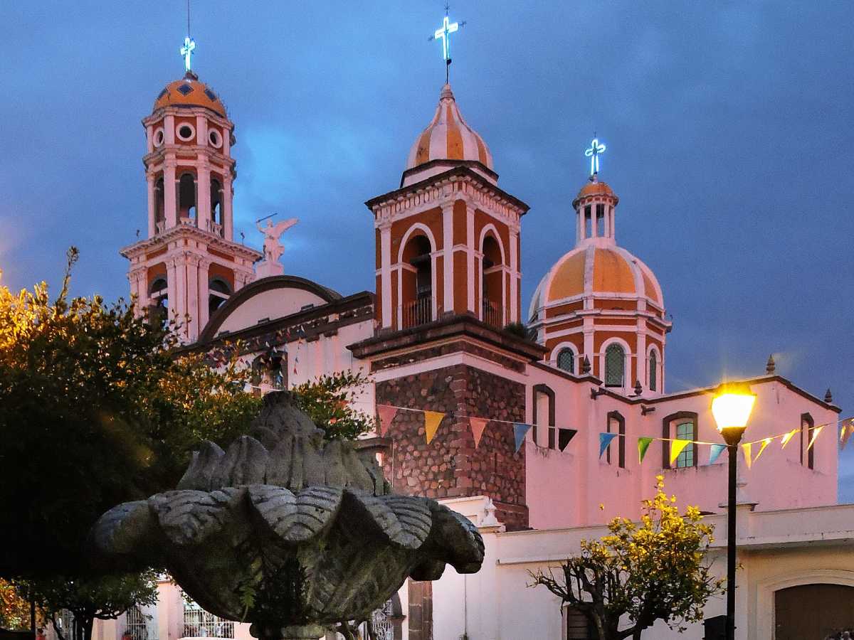 A church and buildings in Comala Mexico